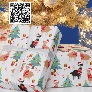 Cute Alpaca Kerstmis Pattern Cadeaupapier