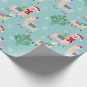 Cute Alpaca Kerstmis Pattern Cadeaupapier (Hoek)