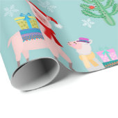 Cute Alpaca Kerstmis Pattern Cadeaupapier (Rol Hoek)