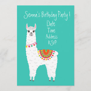 Cute alpaca kleurrijke meisjes schattige verjaarda kaart