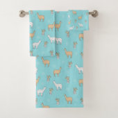 Cute Alpaca Llama Cactus Pattern Bad Handdoek (Insitu)