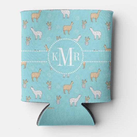 Cute Alpaca Llama Cactus Pattern Blikjeskoeler (Voorkant)