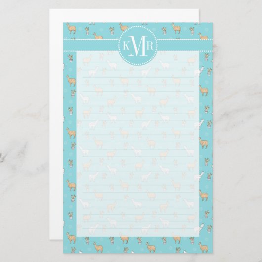 Cute Alpaca Llama Cactus Pattern Briefpapier (Voorkant / Achterkant)