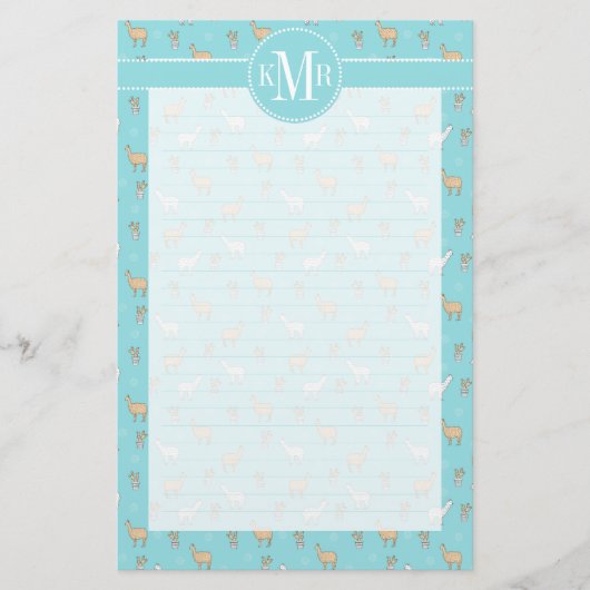 Cute Alpaca Llama Cactus Pattern Briefpapier (Voorkant)