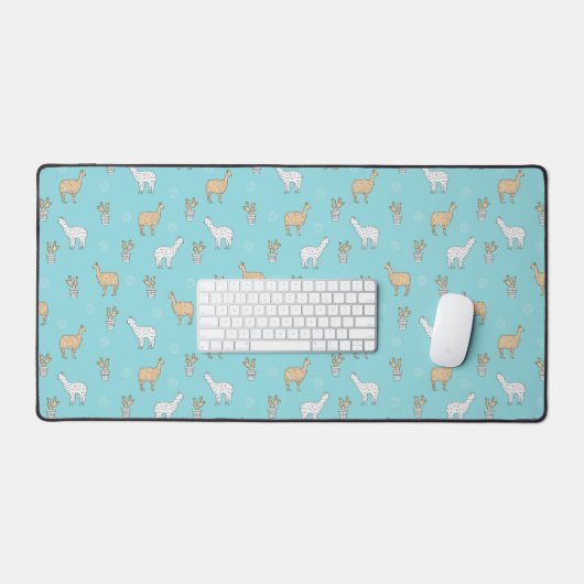 Cute Alpaca Llama Cactus Pattern Bureaumat (Keyboard & Muis)
