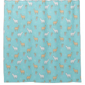 Cute Alpaca Llama Cactus Pattern Douchegordijn (Voorkant)