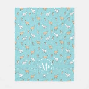 Cute Alpaca Llama Cactus Pattern Fleece Deken