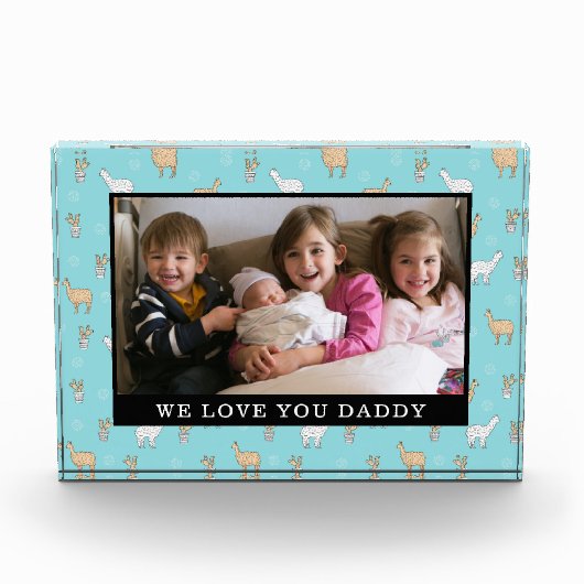 Cute Alpaca Llama Cactus Pattern Fotoblokken (Voorkant)