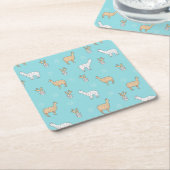 Cute Alpaca Llama Cactus Pattern Kartonnen Onderzetters (Schuin)