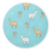 Cute Alpaca Llama Cactus Pattern Keramische Knop (Voorkant)