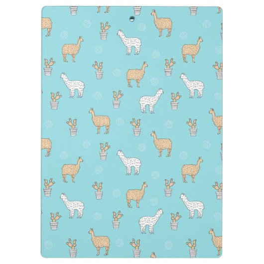 Cute Alpaca Llama Cactus Pattern Klembord (Achterkant)