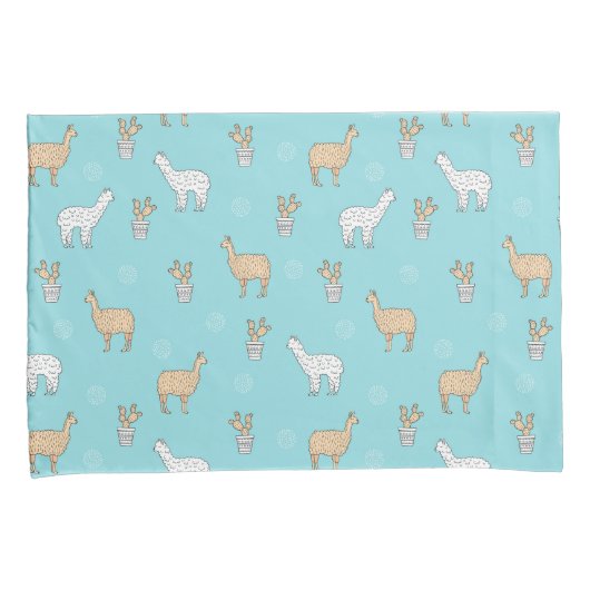 Cute Alpaca Llama Cactus Pattern Kussensloop (Voorkant-Rechts)