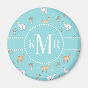 Cute Alpaca Llama Cactus Pattern Magneet