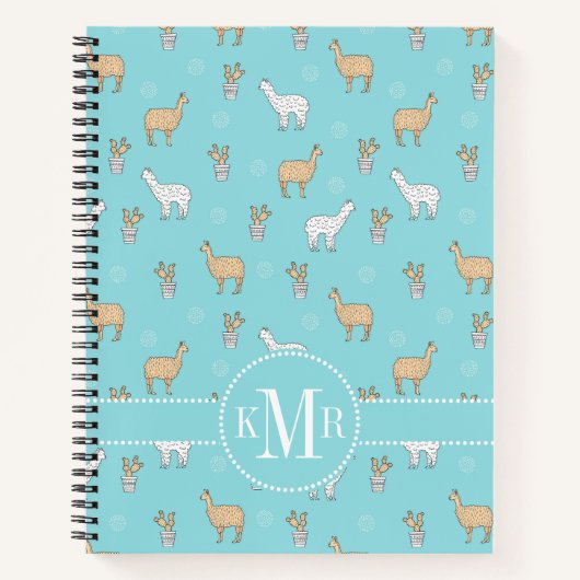 Cute Alpaca Llama Cactus Pattern Notitieboek (Voorkant)