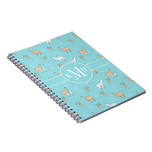 Cute Alpaca Llama Cactus Pattern Notitieboek (Rechterzijde)