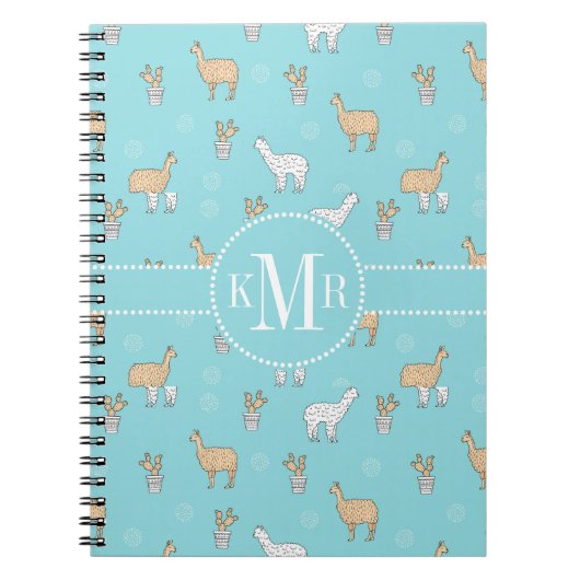 Cute Alpaca Llama Cactus Pattern Notitieboek (Voorkant)