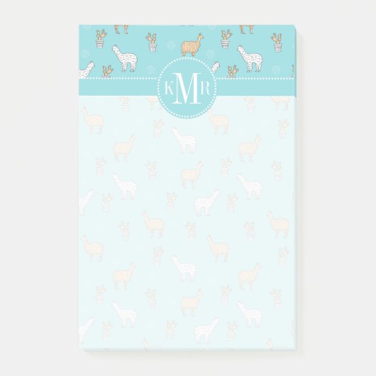 Cute Alpaca Llama Cactus Pattern Post-it® Notes (Voorkant)