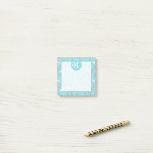 Cute Alpaca Llama Cactus Pattern Post-it® Notes (Op bureau)