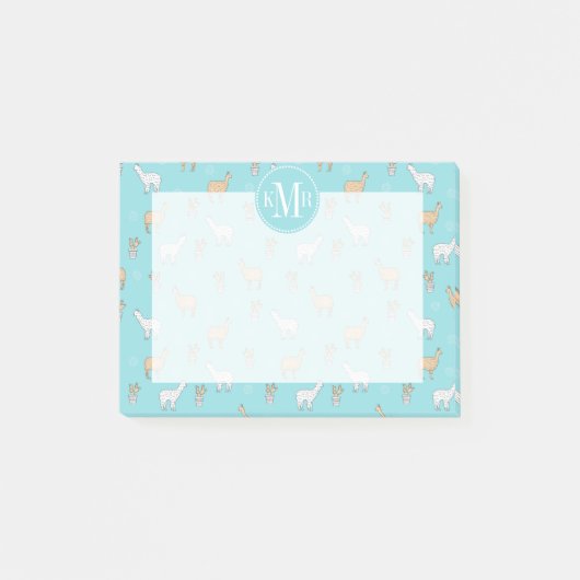 Cute Alpaca Llama Cactus Pattern Post-it® Notes (Voorkant)