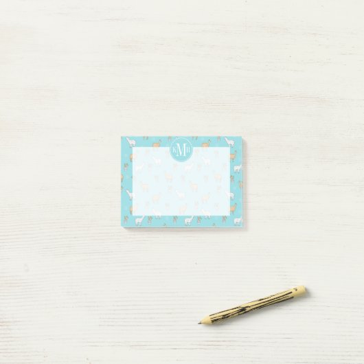 Cute Alpaca Llama Cactus Pattern Post-it® Notes (Op bureau)