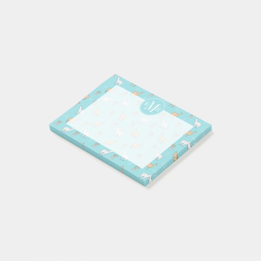 Cute Alpaca Llama Cactus Pattern Post-it® Notes (Schuin)