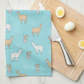 Cute Alpaca Llama Cactus Pattern Theedoek (Quarter Fold)