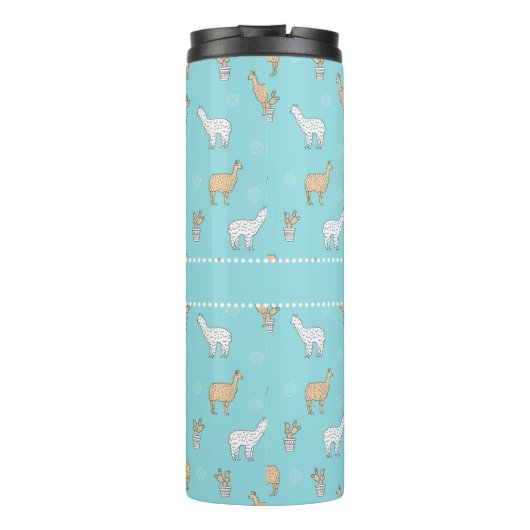 Cute Alpaca Llama Cactus Pattern Thermosbeker (Achterkant)