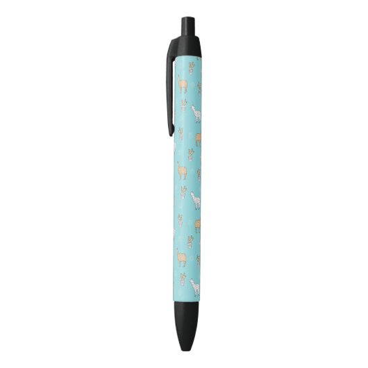 Cute Alpaca Llama Cactus Pattern Zwarte Inkt Pen (Top (Verticaal))