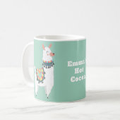 Cute Alpaca Llama Mint Green Hot Cocaca Koffiemok (Voorkant links)