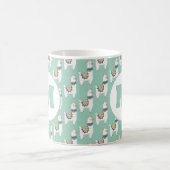 Cute Alpaca Llama Mint Green Monogram Koffiemok (Center)