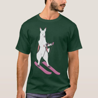 Cute Alpaca Llama Skiing Ski Snowboard Sport Gift T-shirt
