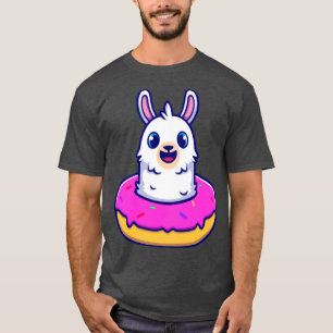 Cute Alpaca met Doughnut Cartoon T-shirt