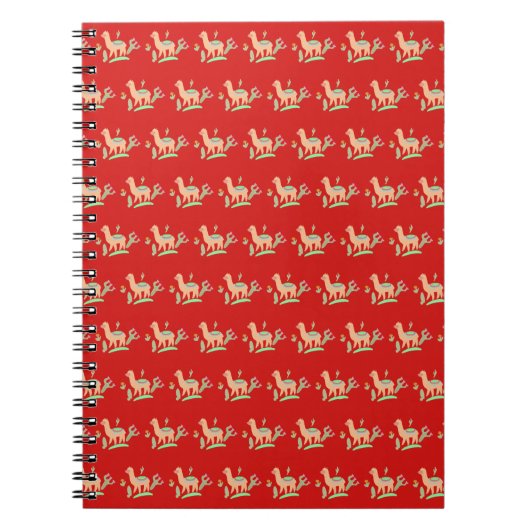 Cute Alpaca Red Pattern Notitieboek (Voorkant)