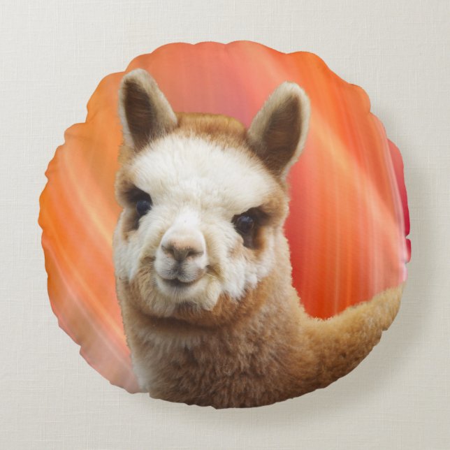 Cute Alpaca Round Pillow Rond Kussen (Voorkant)