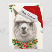 Cute Alpaca Santa Hat Kaart (Voorkant / Achterkant)