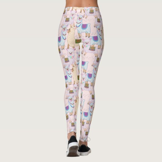 Cute Alpaca Seamless Pattern Leggings (Achterkant)