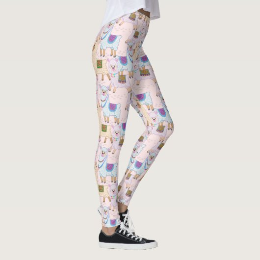 Cute Alpaca Seamless Pattern Leggings (Rechts)