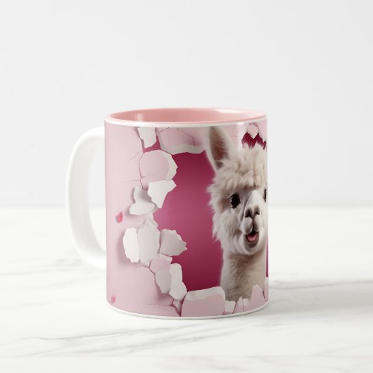 Cute Alpaca Tweekleurige Koffiemok (Voorkant links)