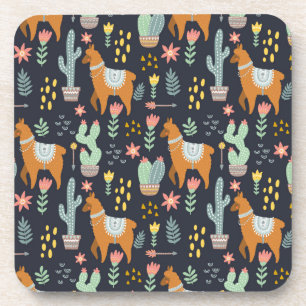 Cute Alpacas Pattern Bier Onderzetter