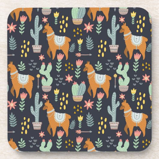 Cute Alpacas Pattern Bier Onderzetter (Voorkant)