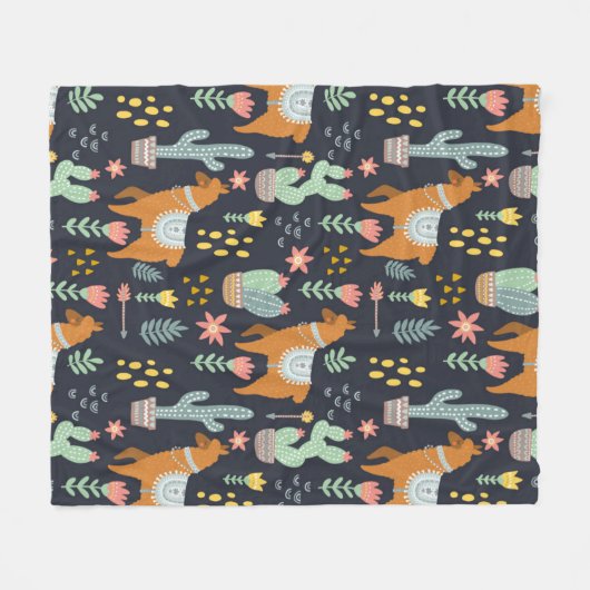 Cute Alpacas Pattern Fleece Deken (Voorkant (Horizontaal))