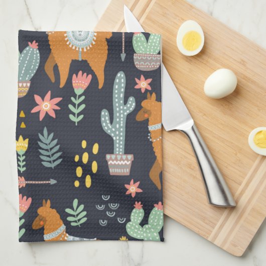Cute Alpacas Pattern Theedoek (Quarter Fold)