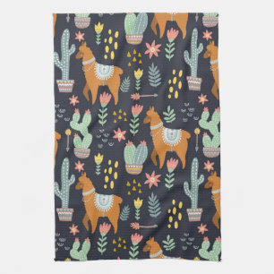 Cute Alpacas Pattern Theedoek