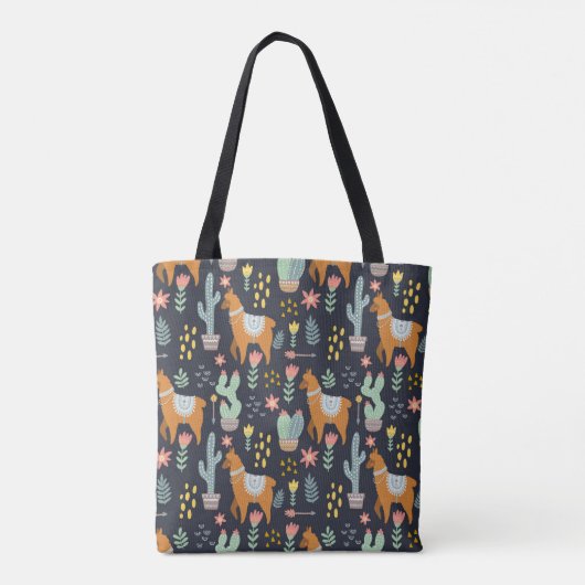 Cute Alpacas Pattern Tote Bag (Achterkant)