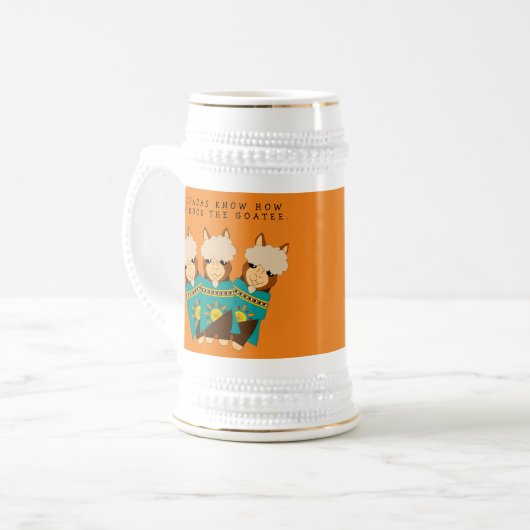 Cute Alpacas Rocking Goatees & Blauwgroen Serapes Bierpul (Voorkant links)