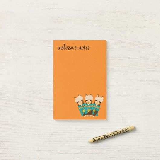 Cute Alpacas Rocking Goatees & Blauwgroen Serapes Post-it® Notes (Op bureau)