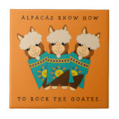 Cute Alpacas Rocking Goatees & Blauwgroen Serapes Tegeltje (Voorkant)