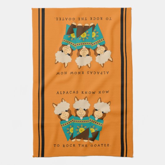 Cute Alpacas Rocking Goatees & Blauwgroen Serapes Theedoek (Verticaal)