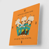 Cute Alpacas Rocking Goatees & Blauwgroen Serapes Vierkante Klok (Hoek)