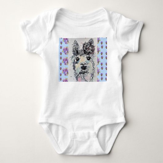 Cute Alpacca Lama Dier Aquarel Baby Pak Romper (Voorkant)
